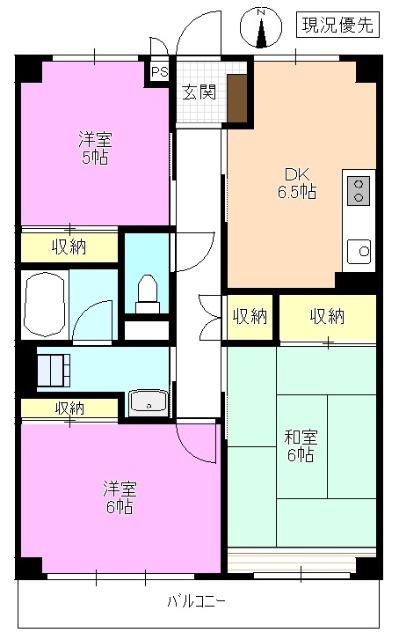 ニットー上高地コーポ(3DK/3階)の間取り写真