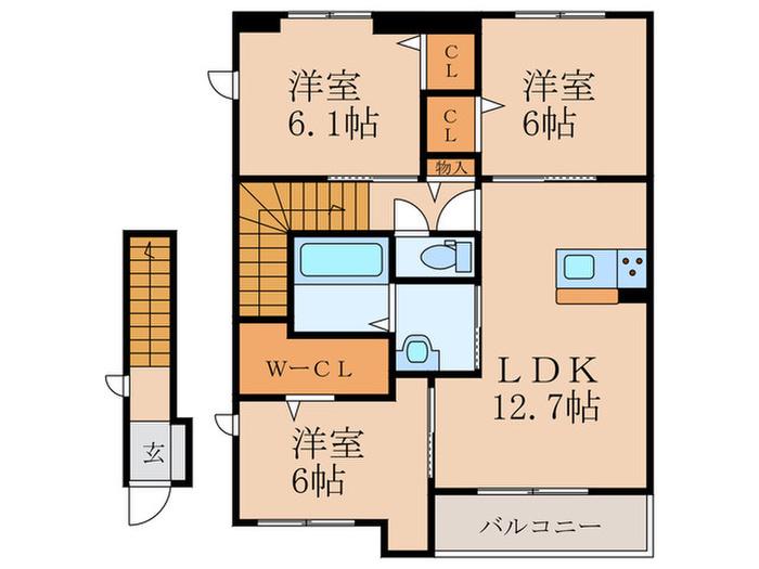 CASA LIBRO(3LDK/2階)の間取り写真