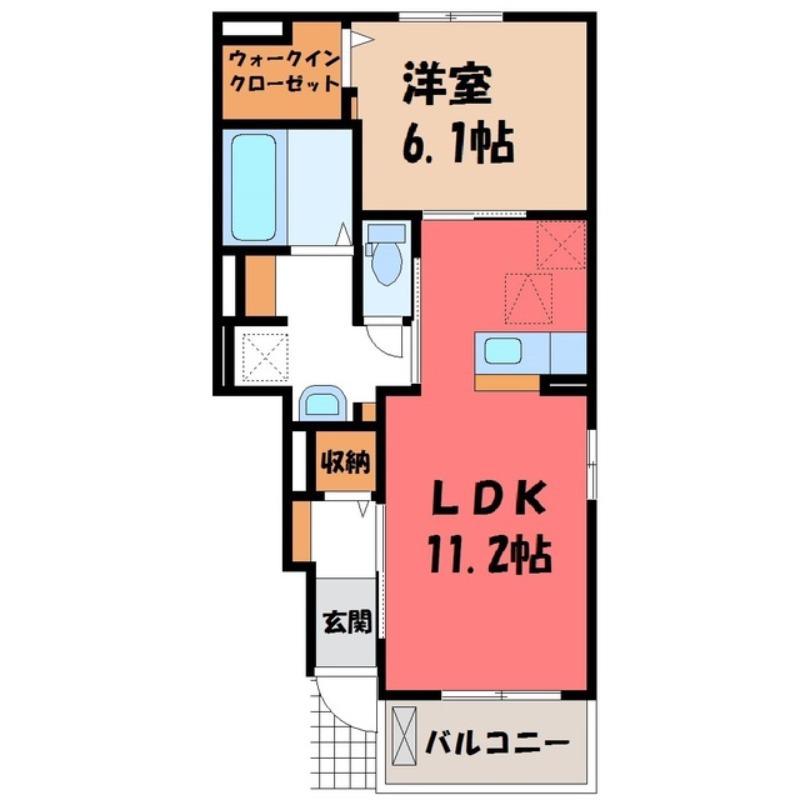 ラフランスD(1LDK/1階)の間取り写真