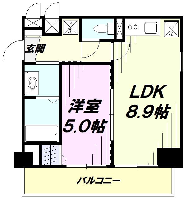 エンドレスタワー(1LDK/5階)の間取り写真