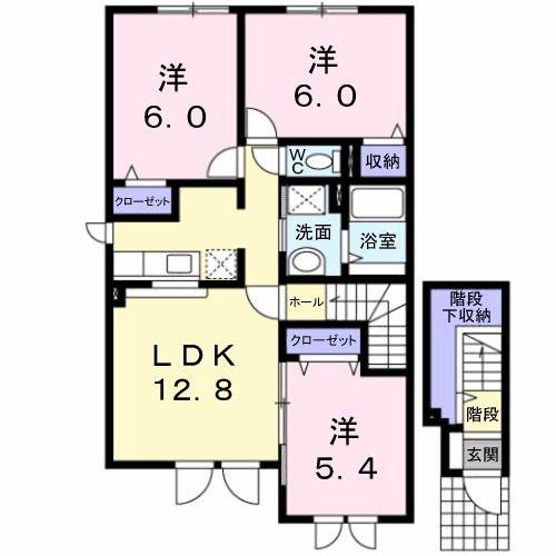 クラール・プレイスI(3LDK/2階)の間取り写真