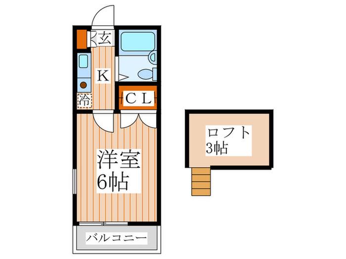 サンハイム(1K/2階)の間取り写真