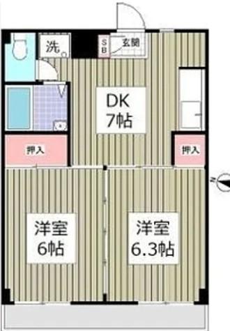 蓮田木下マンション(2DK/4階)の間取り写真