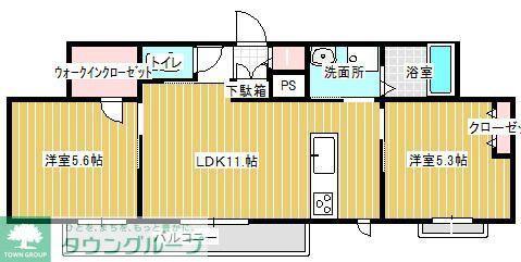 マロニエ A(2LDK/3階)の間取り写真