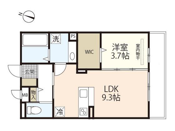 シャルマンパークサイド(1LDK/1階)の間取り写真