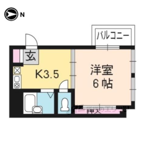 ルナハイツ(1K/2階)の間取り写真