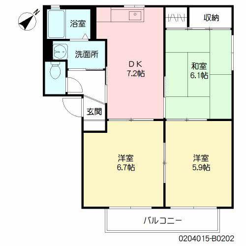 バリュージュ協和  B棟(3DK/2階)の間取り写真