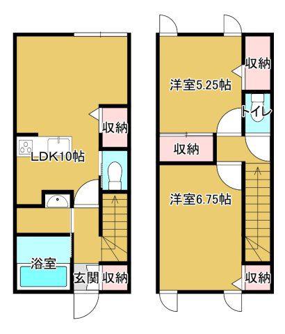 トリオンK(2LDK/1階)の間取り写真