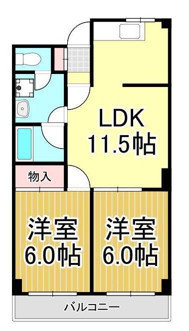 パレスあすてりあ(2LDK/2階)の間取り写真