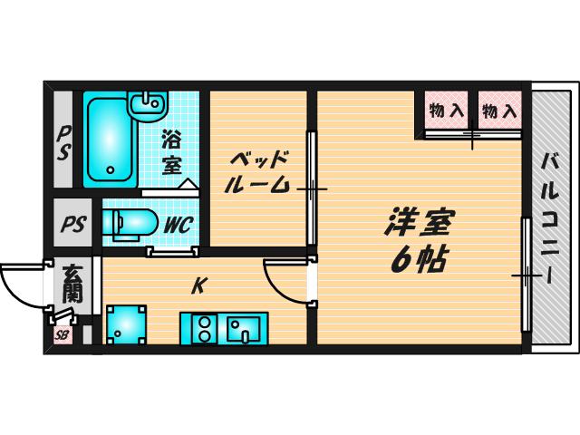レオパレスみくりや(1K/1階)の間取り写真