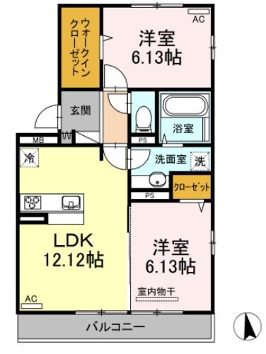 コンソラトゥール別保(2LDK/3階)の間取り写真