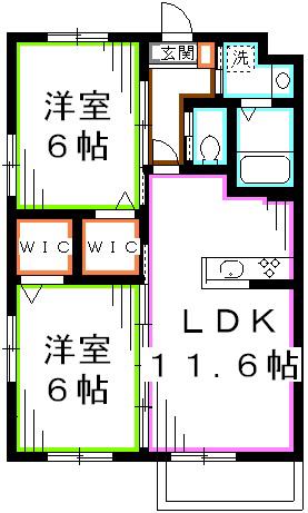 プランドール(2LDK/3階)の間取り写真