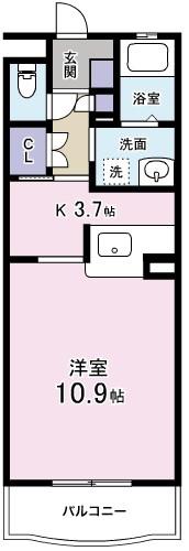 ランコントル(1K/1階)の間取り写真