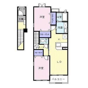 カルムメゾンII(2LDK/2階)の間取り写真