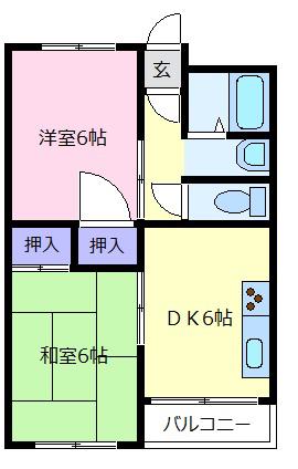 松ケ丘マンション(2DK/2階)の間取り写真
