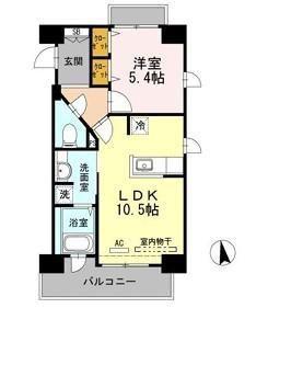 ハレアカラ岡本(1LDK/6階)の間取り写真
