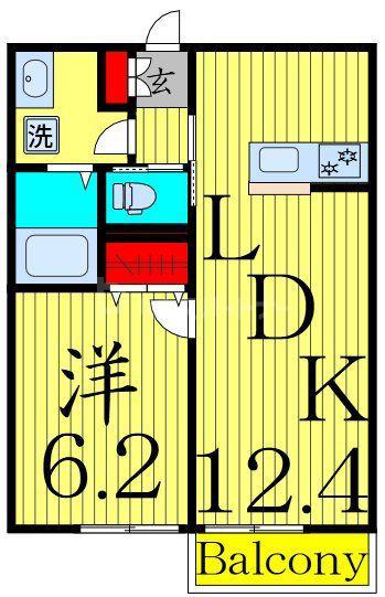 足立区中央本町3丁目(1LDK/3階)の間取り写真
