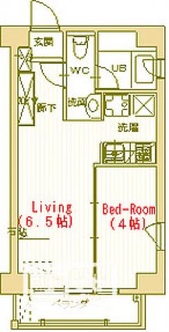コリドールサン(1LDK/6階)の間取り写真
