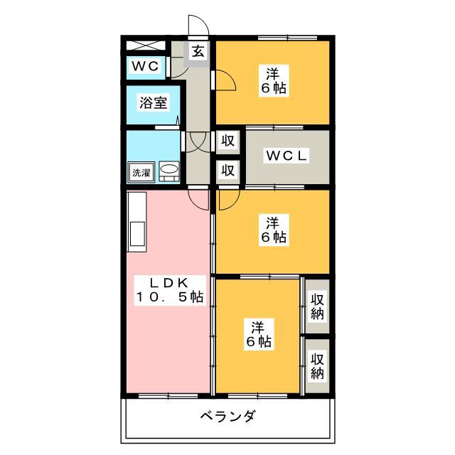 ルミエール・モリ B(3LDK/1階)の間取り写真