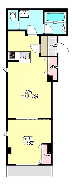 VILLA FELICIA(1LDK/3階)の間取り写真