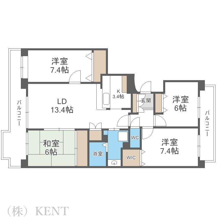 ロピア札幌西(4LDK/3階)の間取り写真