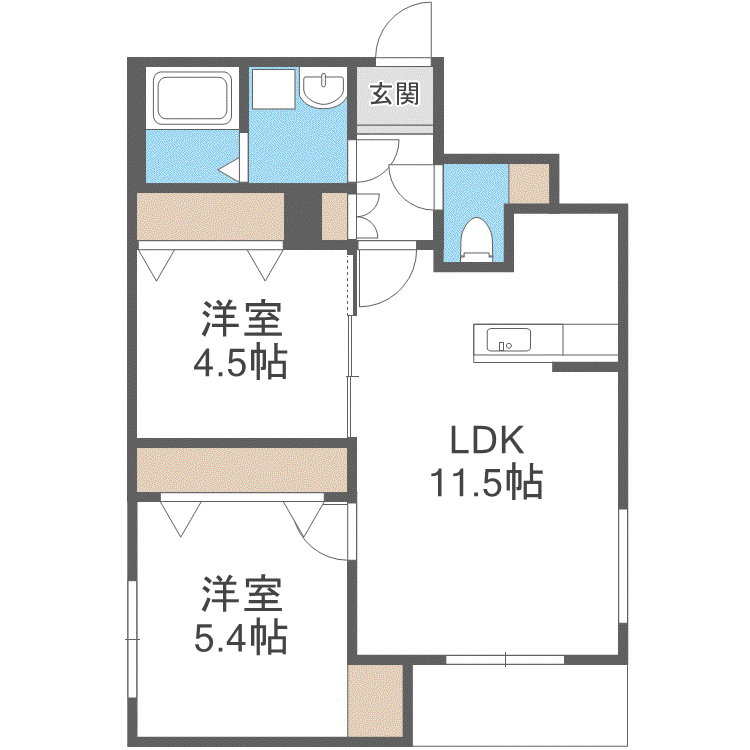 CASA RAVIN(2LDK/1階)の間取り写真