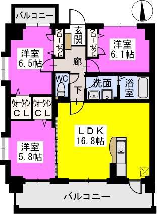 ヴィラ・ソフィア(3LDK/7階)の間取り写真