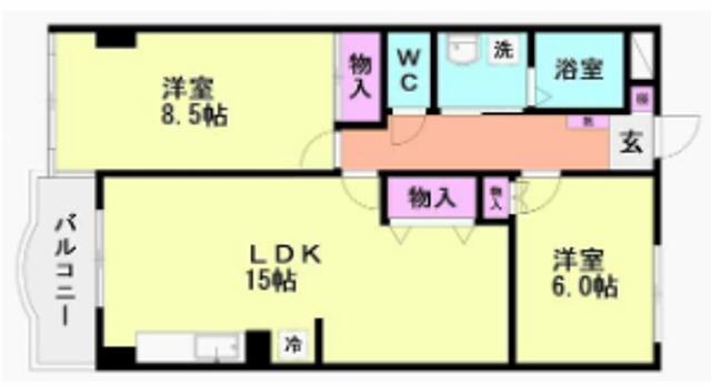 マンション第二青山(2LDK/2階)の間取り写真