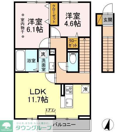 ソレイユ(2LDK/2階)の間取り写真