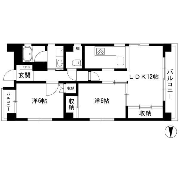 ビラ三秀上前津(2LDK/11階)の間取り写真