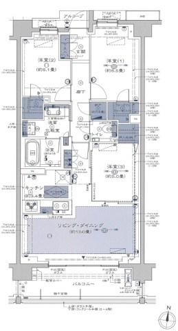プラウド弦巻三丁目(3LDK/4階)の間取り写真
