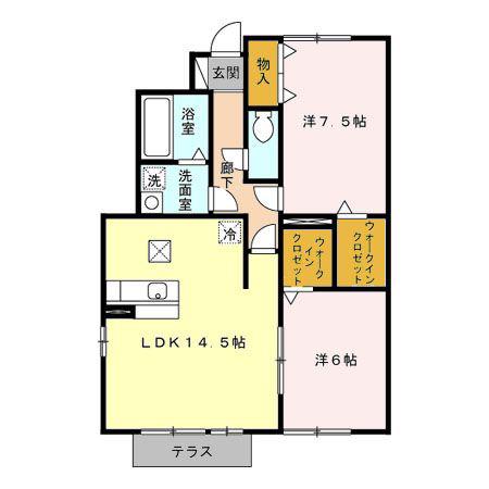 プレイン D(2LDK/1階)の間取り写真