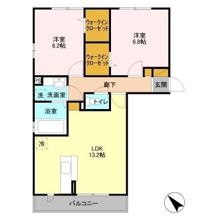 ビッグベン・カントゥス(2LDK/3階)の間取り写真
