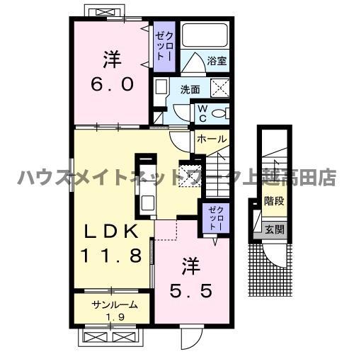 ル・ヴァヌルー I(2LDK/2階)の間取り写真