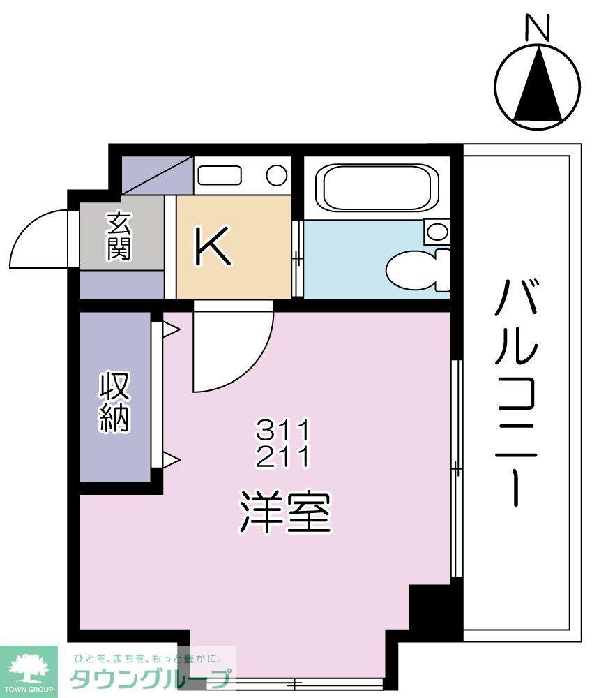 ラポール南浦和(1K/2階)の間取り写真