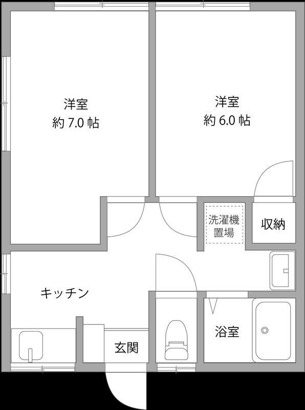 グリーンハイム東尾久(2K/1階)の間取り写真