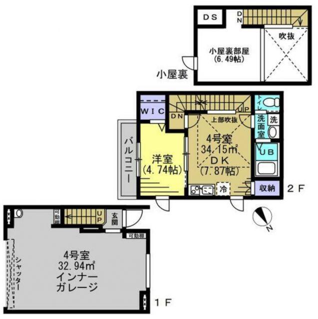 グランデュールD(1DK/1階)の間取り写真
