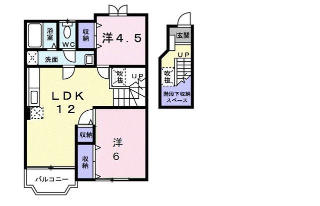 シャンドフルールB(2LDK/2階)の間取り写真