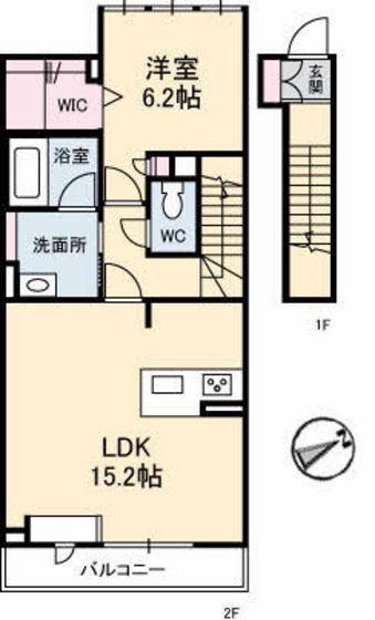 リバーフォレスト五日市(1LDK/2階)の間取り写真