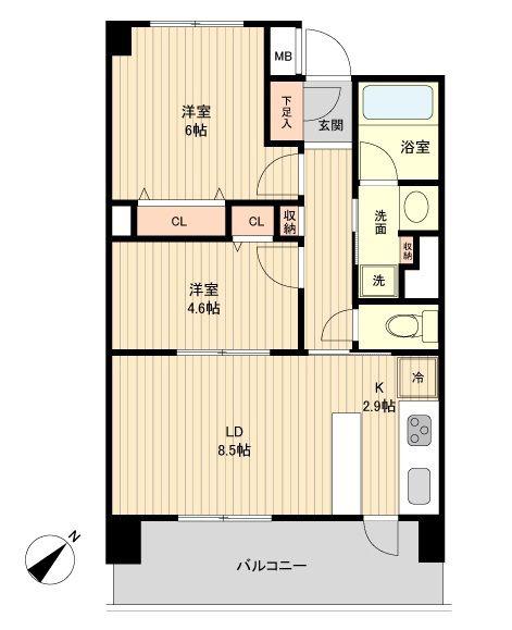 グラディート町田(2LDK/7階)の間取り写真