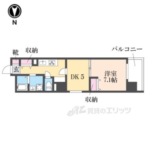 ヴァローレ布施(1LDK/4階)の間取り写真
