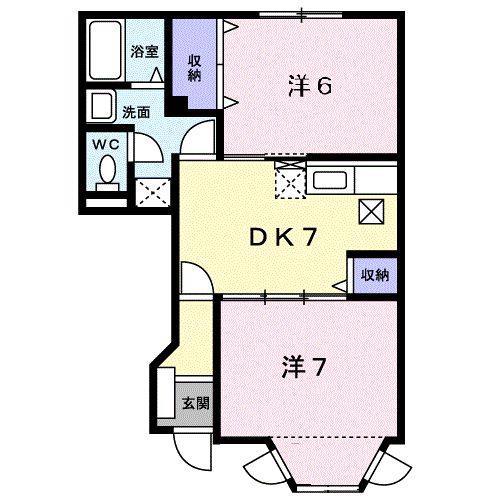 グリーンコート西館B(2DK/1階)の間取り写真