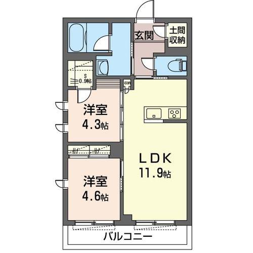 ローズガーデン方南(2LDK/2階)の間取り写真