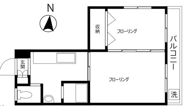 山崎ビル(2K/4階)の間取り写真