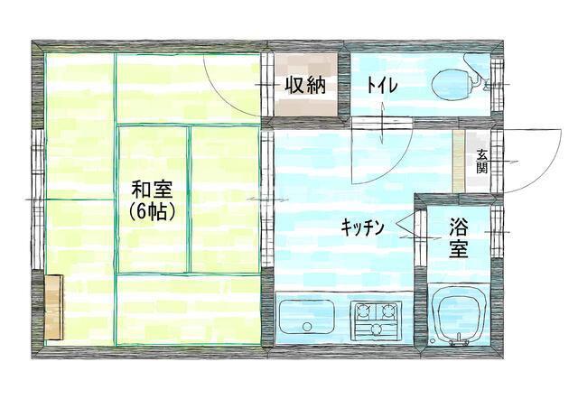 オーエスハイツ(1K/2階)の間取り写真