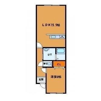 ポートハウスI(1LDK/2階)の間取り写真
