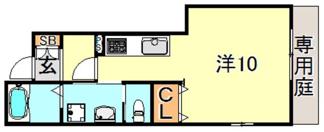 パークイースト4(1DK/2階)の間取り写真