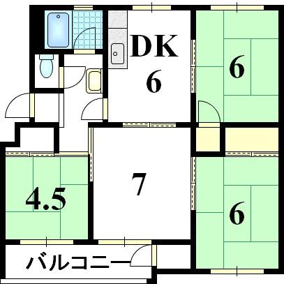 長尾台ハイツ(3LDK/1階)の間取り写真