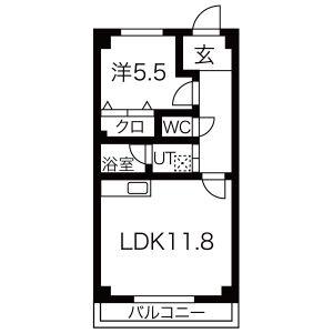 リトルアイランド細米(1LDK/1階)の間取り写真