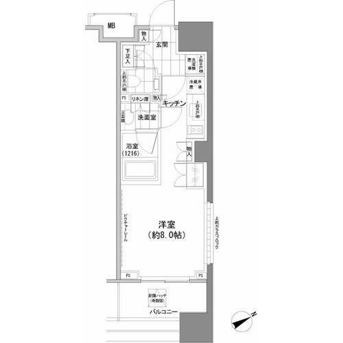 パークハビオ西新宿(ワンルーム/6階)の間取り写真